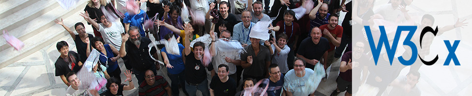 W3C Team launching W3Cx happily waving to the camera